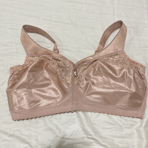 New Glamorise Magic Lift No Wire Satin Cafe Beige Cotton Bra Size 42F NWOT blush - Picture 8 of 12